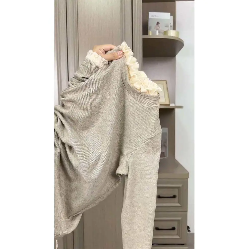 Elegant Lace Design Fleece Lined Half High Neck Slim Fit Base Shirt Women's Korean Style Ins Little Fragrance Wind Inner Wear