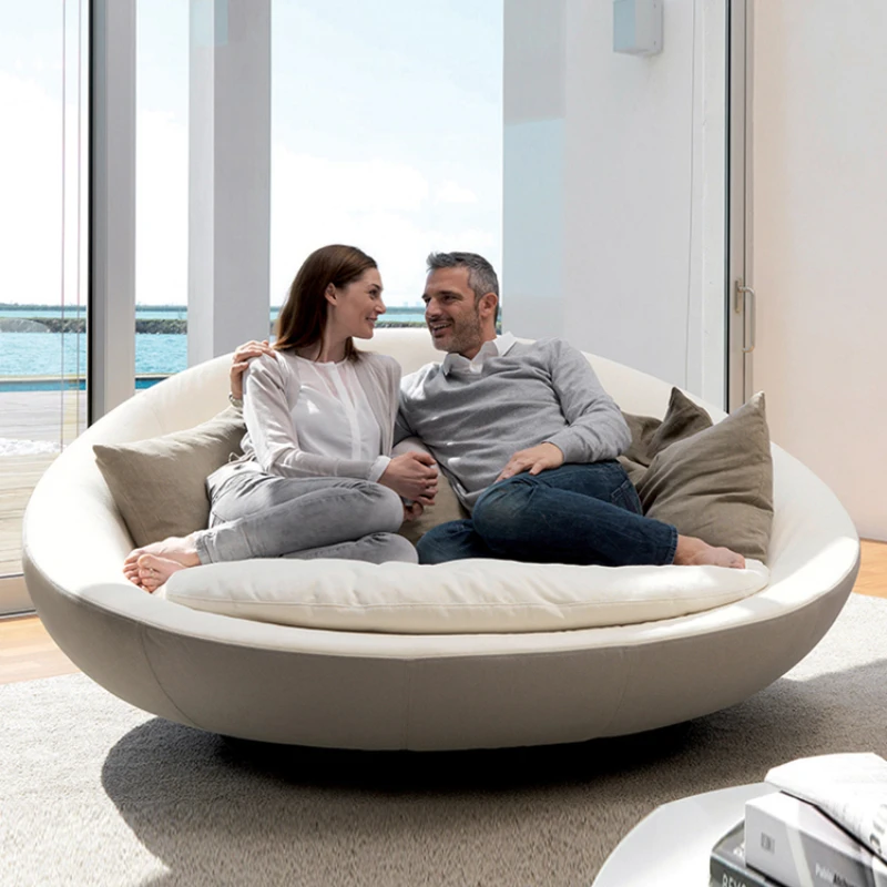 

Italian Minimalist Round Sofa Designer Modern Lazy Rotating Balcony Leisure Sofa Chaise Lounge Woonkamer Banken Home Furniture