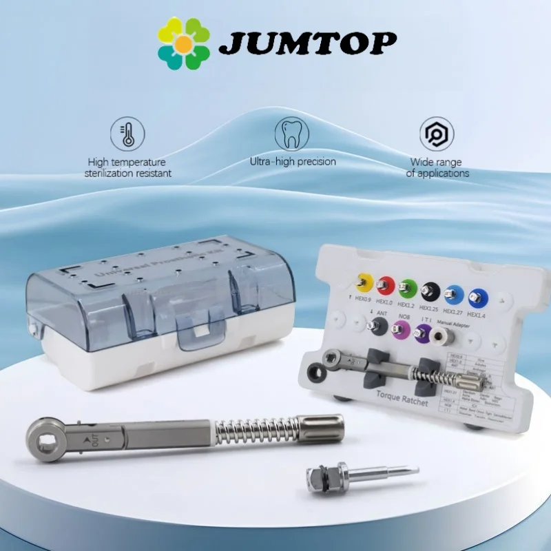 

Универсальный набор инструментов JUMTOP для дентальных имплантатов: динамометрический ключ-трещотка и отвертки для реставрации