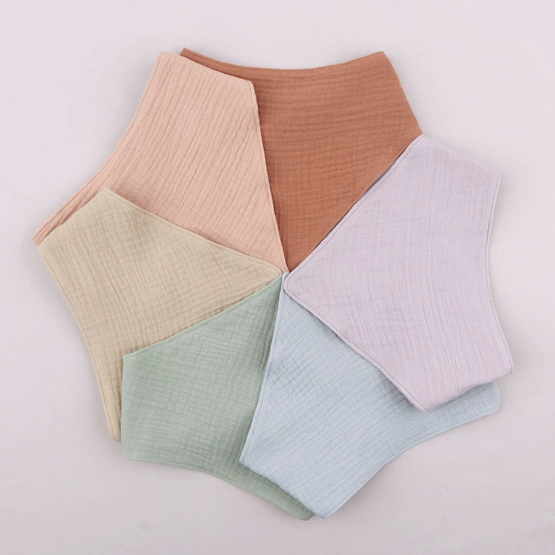 Soft Cotton Baby Bib Triangle Scarf Solid Color Snap Button Bibs Baby Feeding Drool Saliva Towel Bandana Burp Cloth Baby Stuff