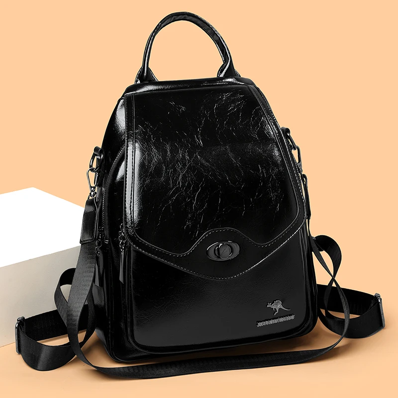 

2025 New Female Leather Backpacks High Quality Ladies Bagpacks Luxury Designer Large Capacity Casual Daypack Mochilas Sac A Dos