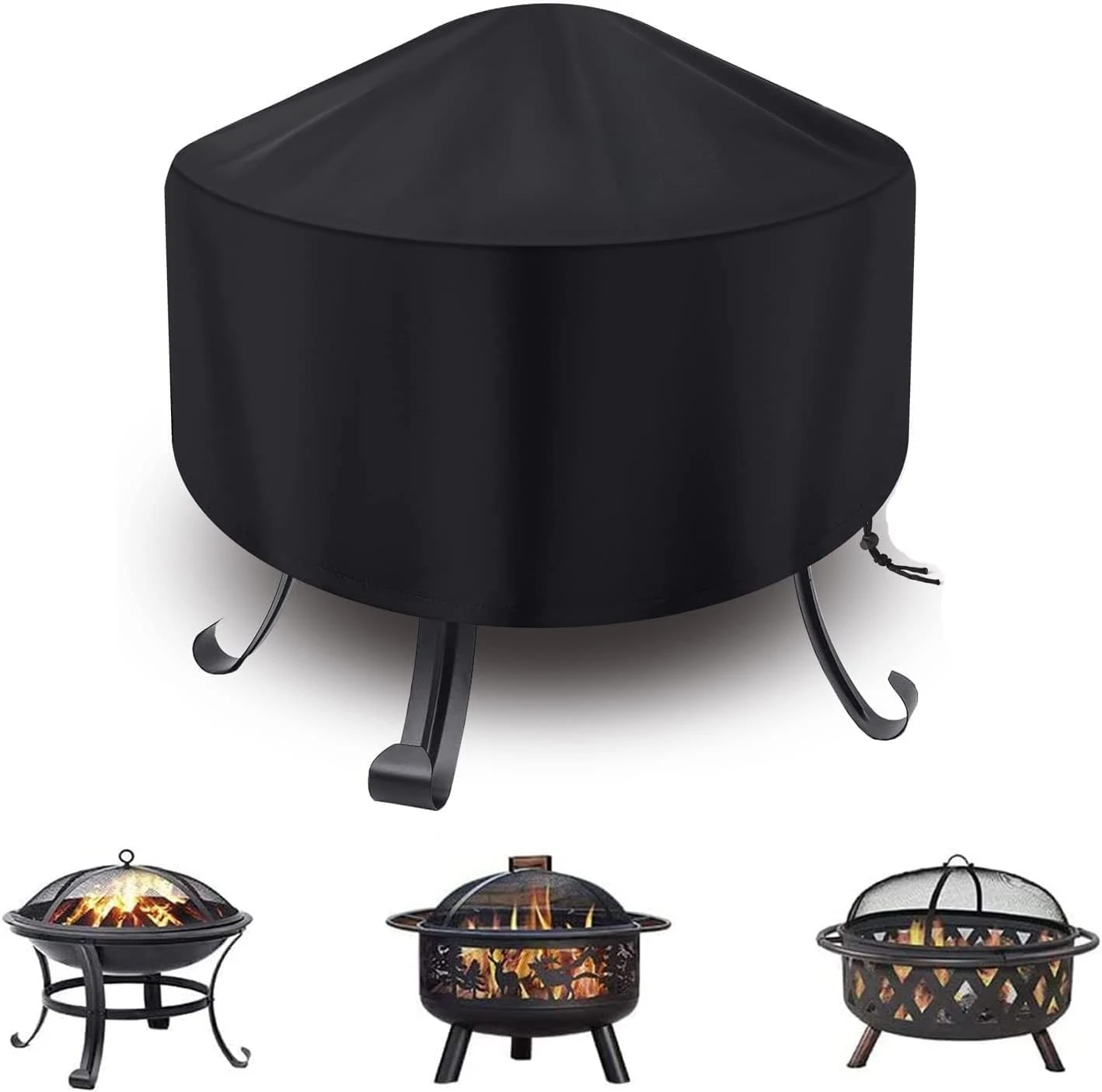 Outdoor fire pit stove BBQ barbecue stove cover waterproof and sun resistant circular stove dust cover  85*40cm 1PC