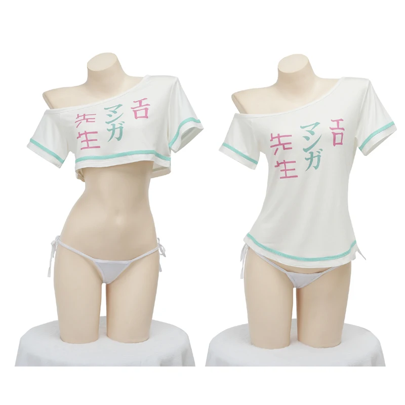 

Anime Eromanga Sensei T-shirts Sagiri Izumi Cosplay Costumes Summer Short Sleeve Casual Crops Tops with Underwear