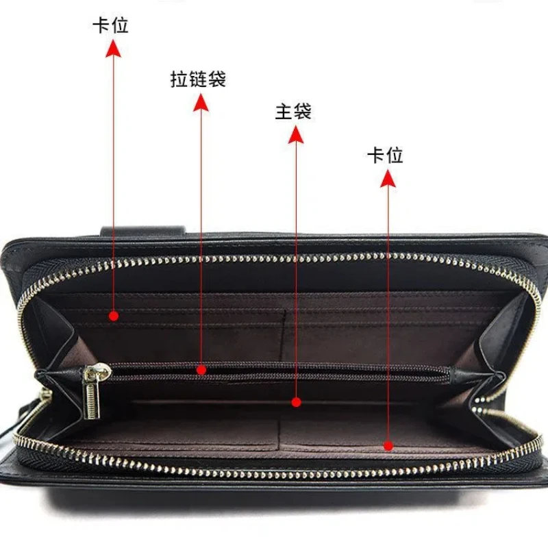 Men's leather wallet clutch bag casual fashion personality clutch bag multi-card slot retro wallet