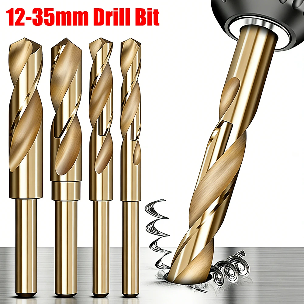 

12-35mm HSS M35 Cobalt Coated Twist Drill Bit Core 1/2 Inch Shank For Wood Metal Hole Cutter Stainless Steel Wood Metal Drilling