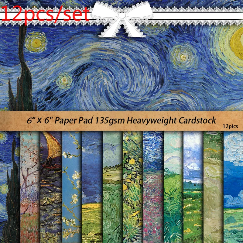 Craft Paper Van Gogh Landscape Painting Scrapbooking Material Background Paper