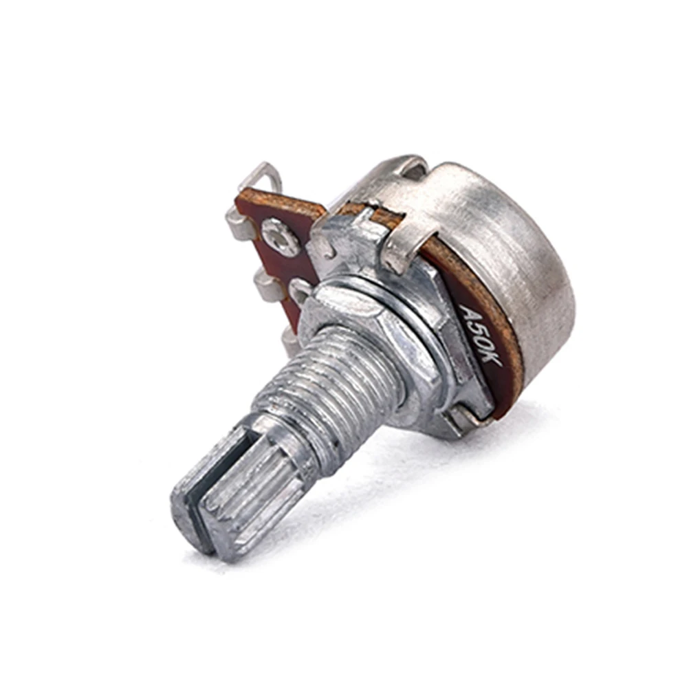 

10Pcs Full Size A50k Audio Potentiometer Long Knurled Coarse Shaft Split Shaft Low Friction Guitar Bass Pot Potentiometer A50k