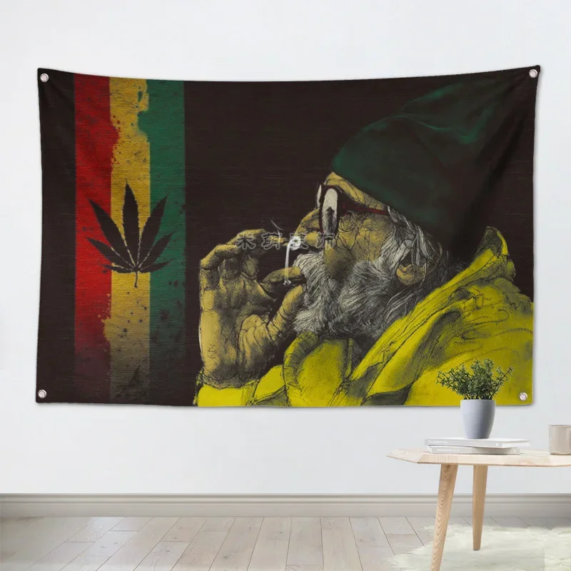 Jamaica Reggae Rock Band Hanging Art Waterproof Cloth Polyester Fabric 56X36 inches Flags banner Bar Cafe Hotel Decor