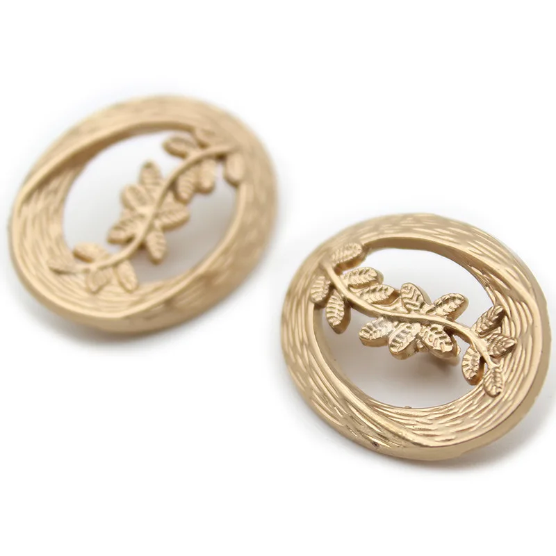 10PCS Big Hollow Leaf Metal Buttons For Small Fragrant Coat Knitted Sweater Buckle Decorative Buttons