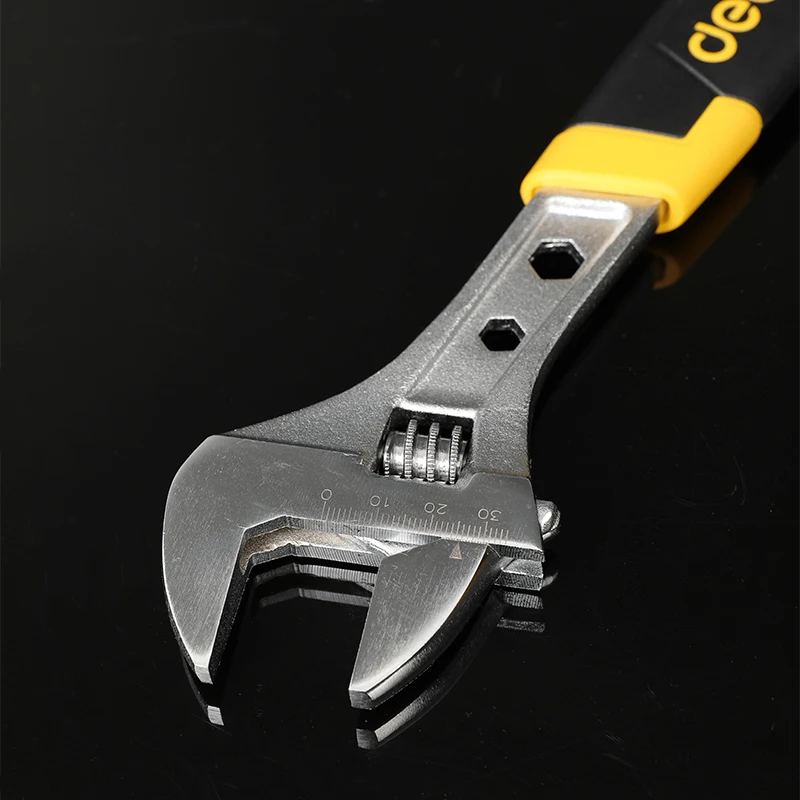 Deli 1 Pcs 6/8/10/12 Inch Universal Spanner Adjustable Wrench Strong with Non-slip Handle Large Opening Monkey Wrench