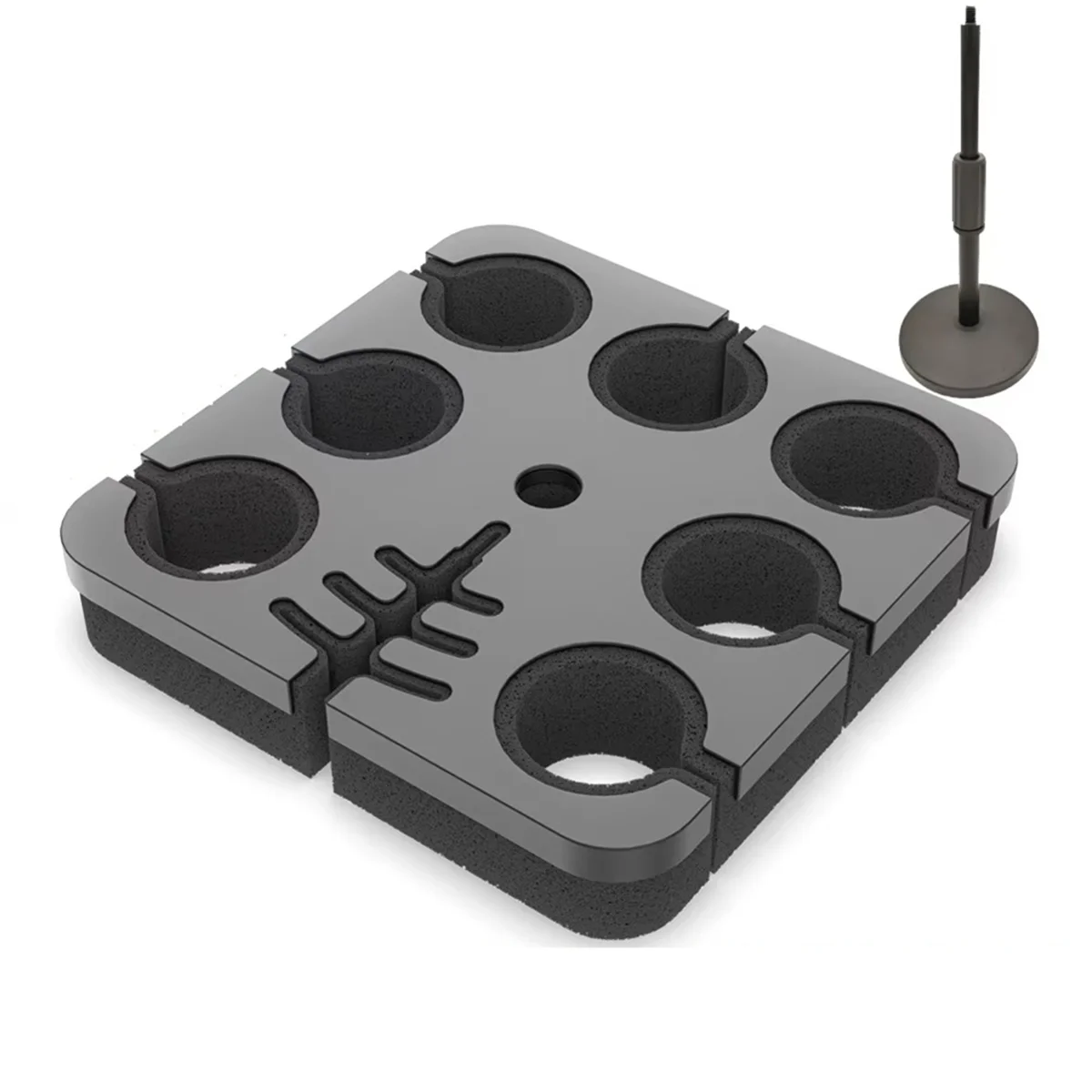 2025+ Multi Microphone Holder for Mic Stand Square Tray Holds Up to 7 Mics on Stage Organizer and Display