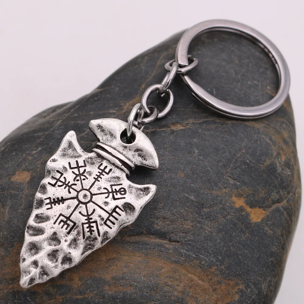 Men\'s Anchor Pendant Keyring Vikings Thors Hammer Rune Valknut Keychain Handmade Norse Jewelry