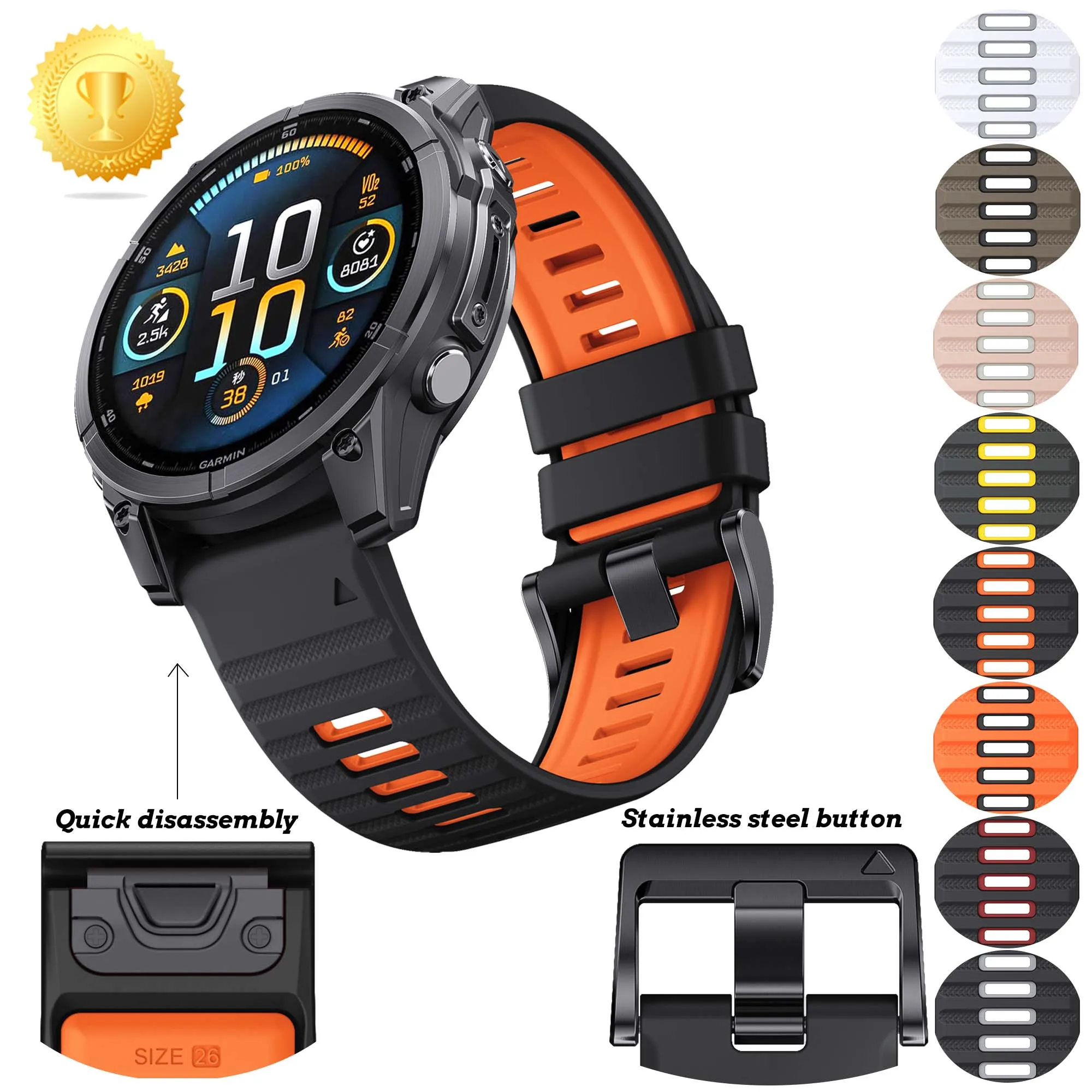 

22/26MM Silicone watch strap for Garmin Fenix 6X 6 Pro 7X 7 8X 8 Replace the watch strap with silicone
