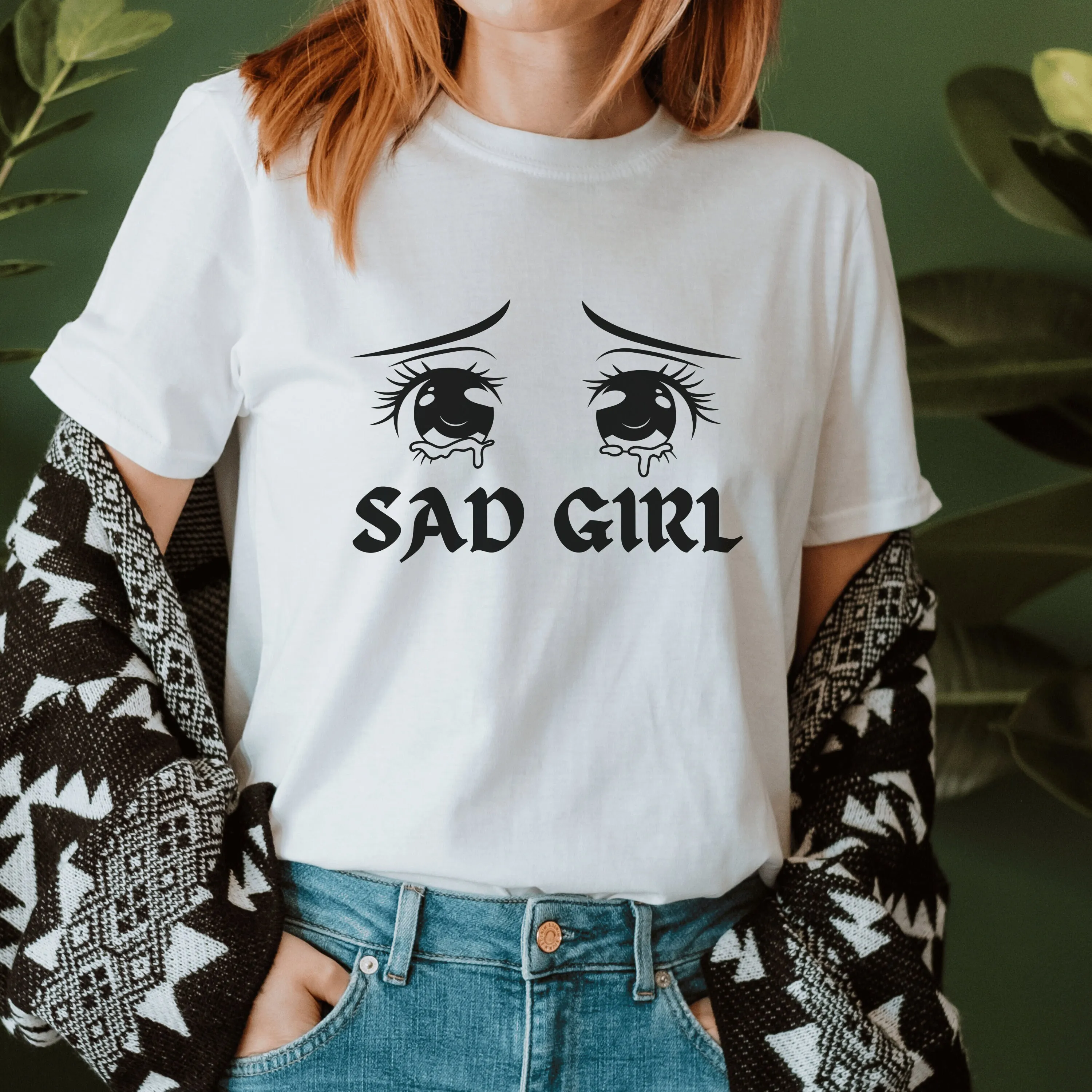 Camiseta de chica triste llorón bebé tatuaje ropa ropa calle calle tradicional