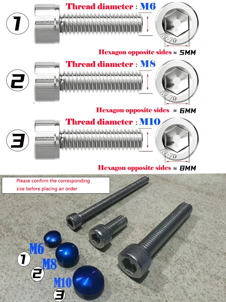 Universeller Sechskant-Schraubkopf M6 M8 M10 aus Aluminiumlegierung, Rostschutz-Staubkappe für Suzuki, Yamaha, Kawasaki, Honda Motorradteile – Detail 2