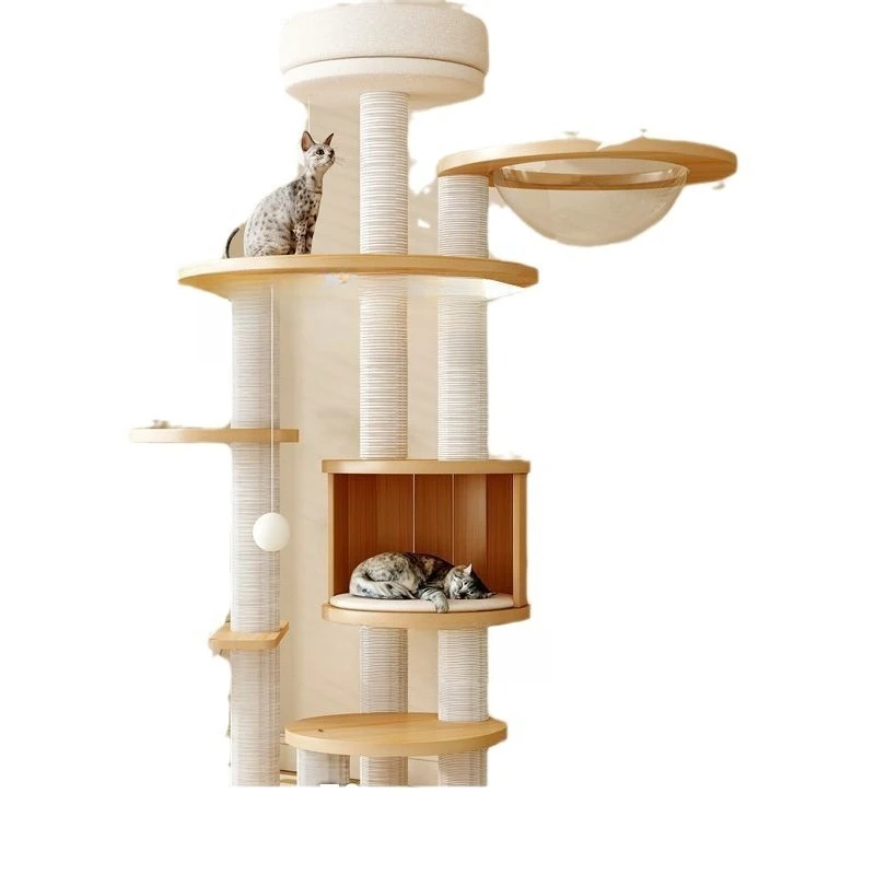 

All solid wood cat climbing frame Large space capsule shelf Climbing cat tree