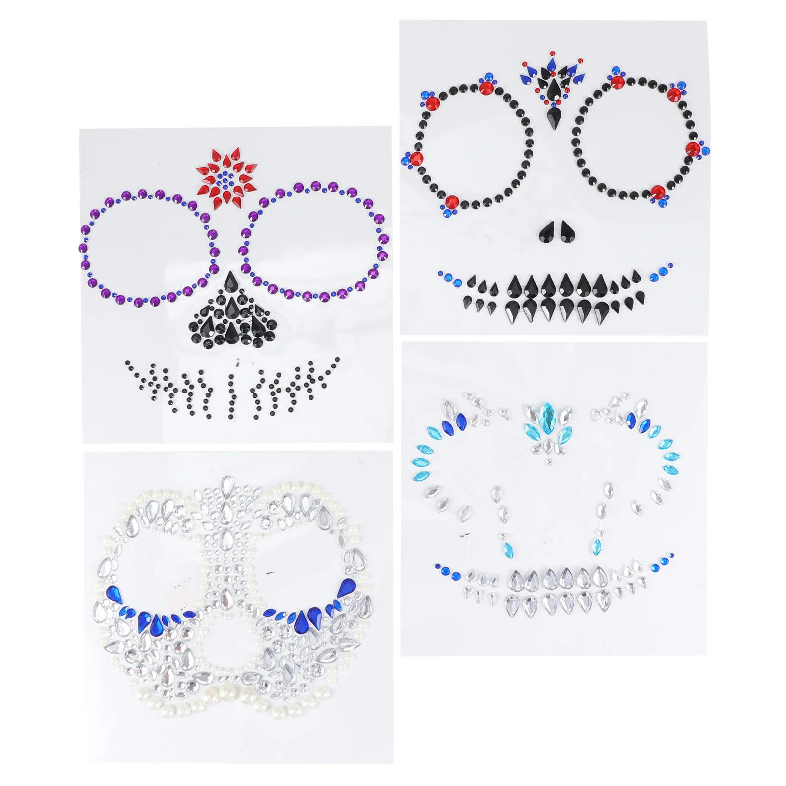 

4 Pcs Funny Halloween Acrylic Drill Tattoo Sticker Jewlery Stickers for Adults Face Rhinestones Resin Scary Tattoos Body