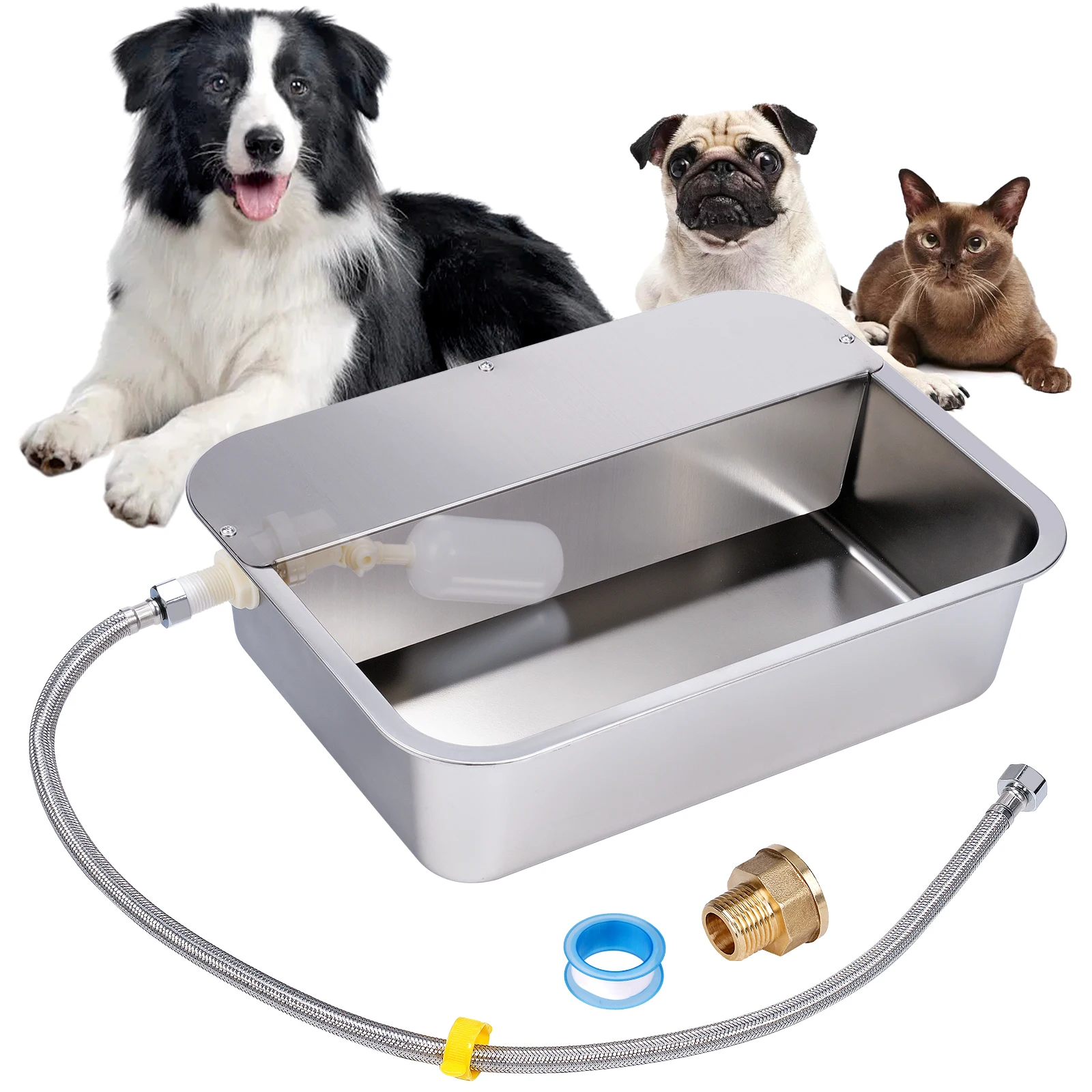 11L Dog Basin Large Capacity Dog Water Bowl Fully Automatic Water Stops When It's Full Stainless Steel Water Dispenser Bowl Tool
