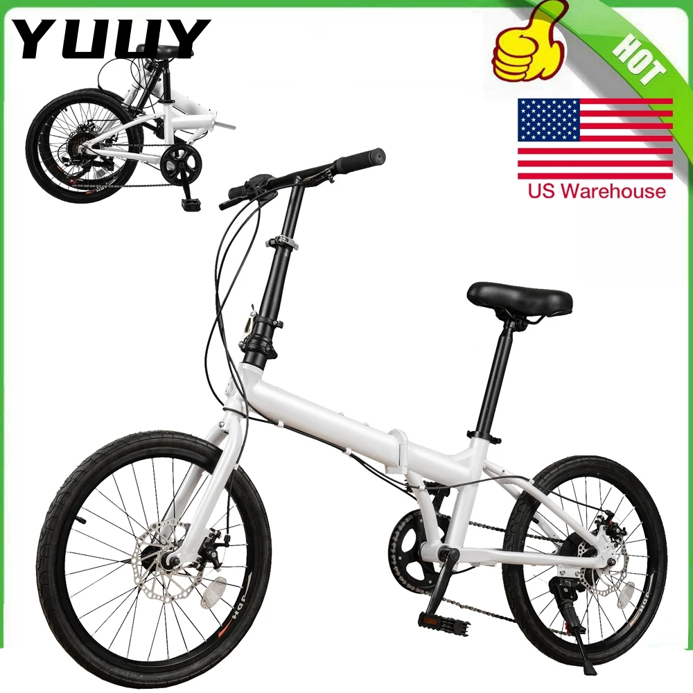 Folding Bike with Disc Brake, Portable Light Cycling, Adult Students, Safe and Stable Bicycle, Men and Women, 20 Inch, 7 Speed