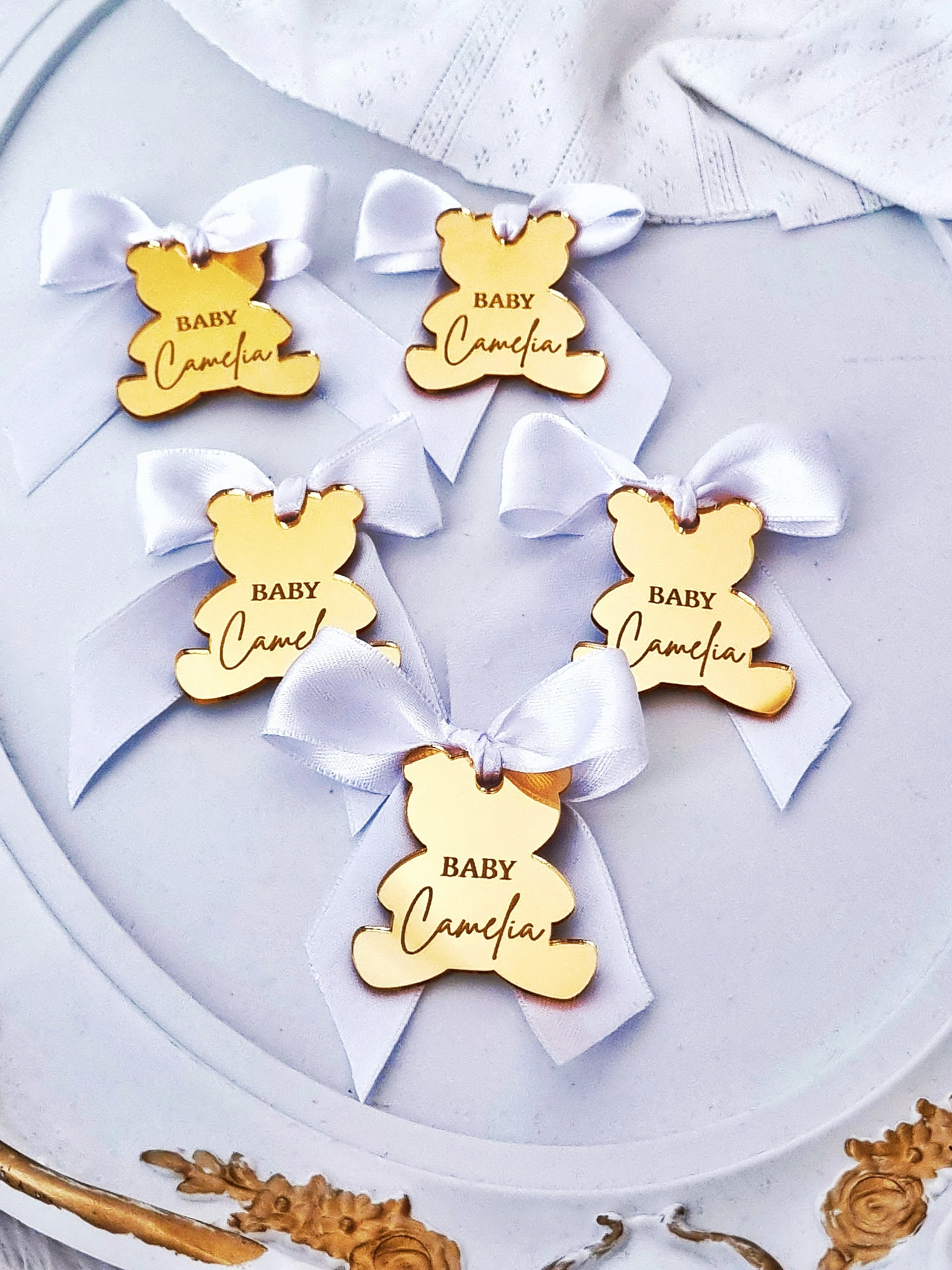 

30/50/100Pcs Teddy Bear Acrylic Tag Baby Shower Tag Much Personalized Gift Teddy Bear Birthday Teddy Bear Tag Baby Name