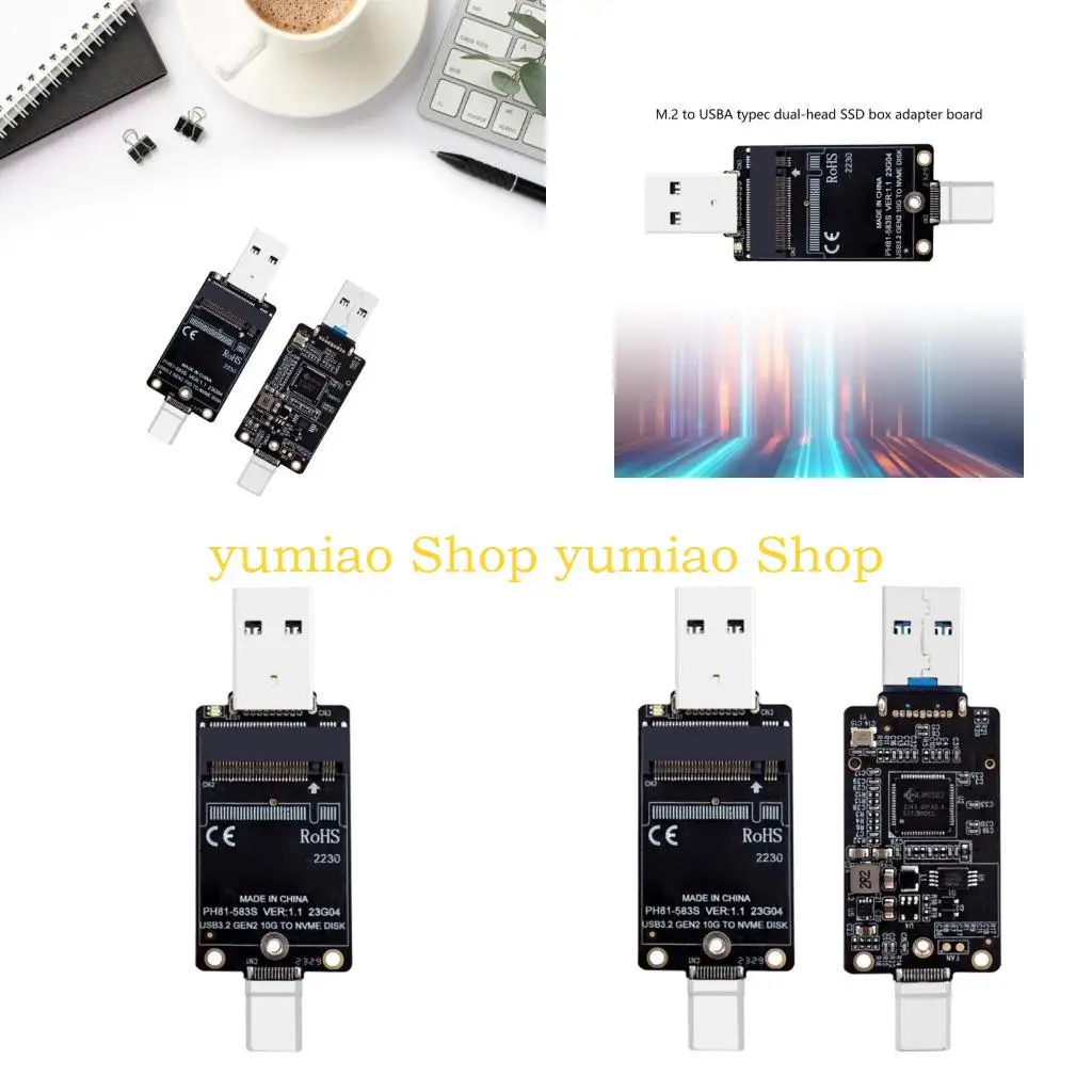 

587B M.2 Solid Disk Drive Enclosure With USB A And USB C Two Header Outputs Support NVMe 2230 Disk For Mobile Office