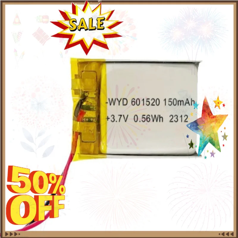 SWZY 5 Pcs 3.7V 150mAh 601520 Lipo Lithium Polymer Rechargeable Battery for MP3 Bluetooth Headset Video Pen Recorder Bracelet Li
