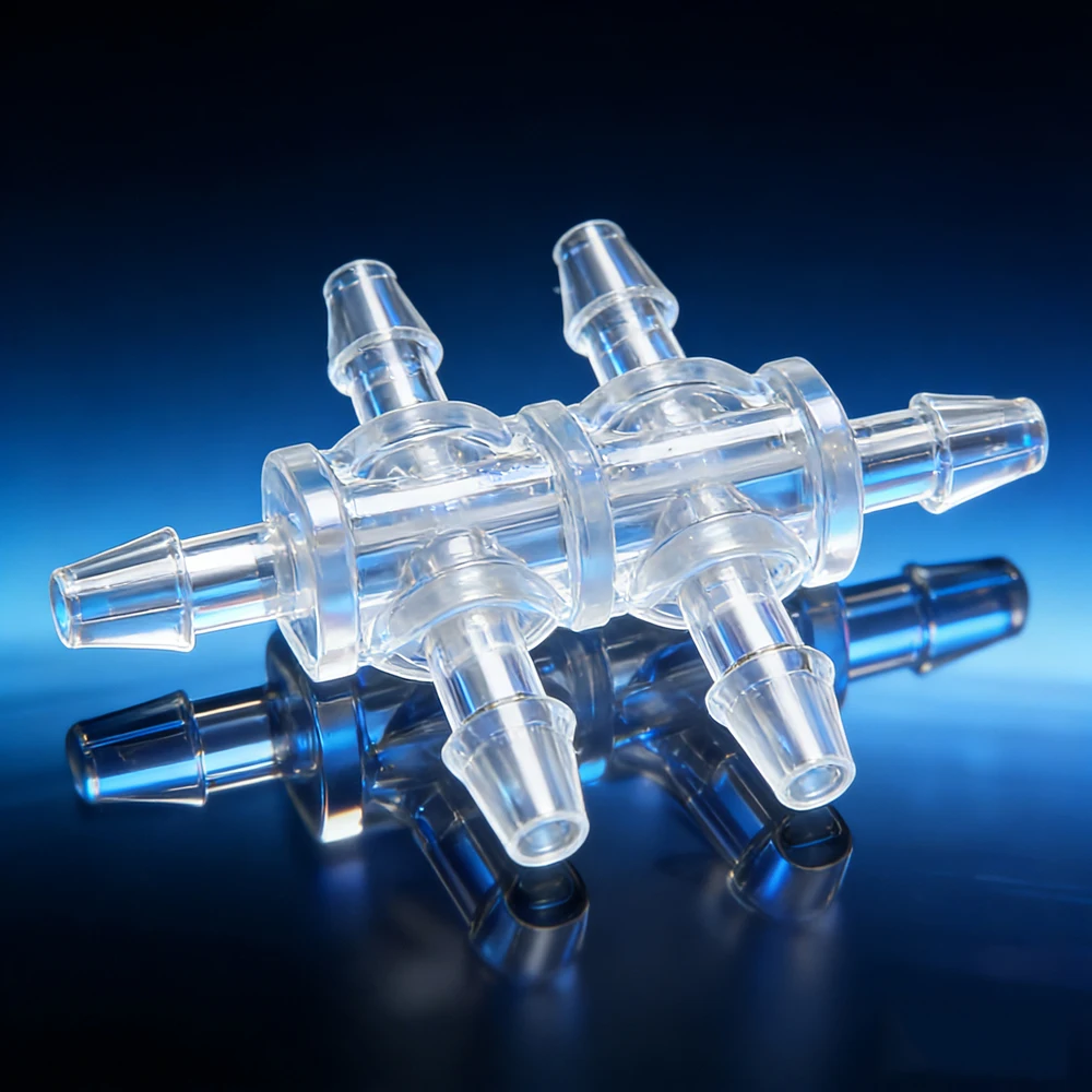 Medical 6 Ways Cross Barbed Tube Plastic Connector Pipe Fitting For 1/16 3/32 1/8 Tubing ID fast shipping