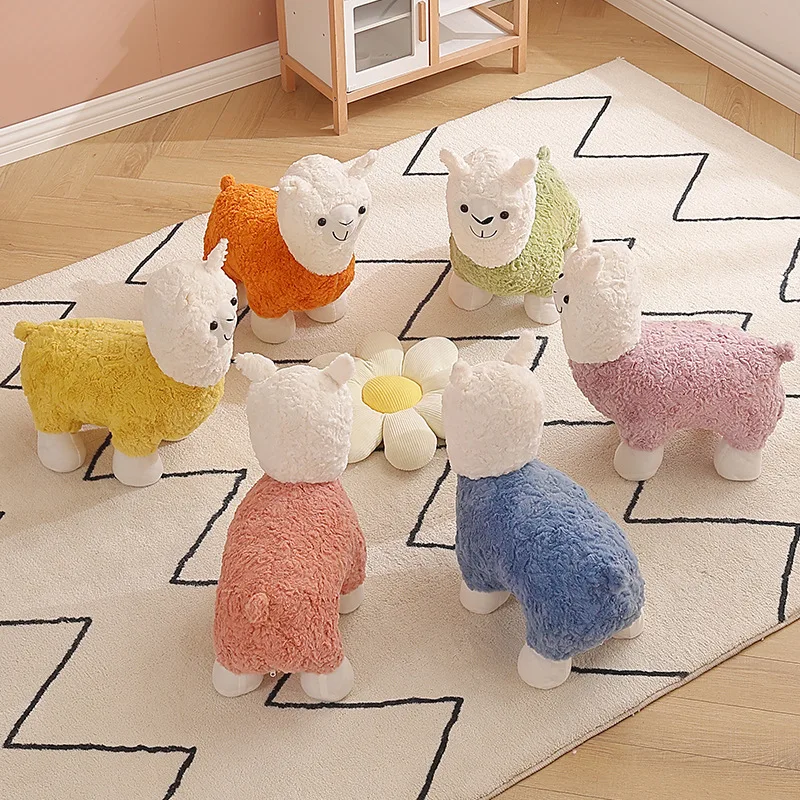 Alpaca Stool Cute Design Lamb Stool Animal Stool Home Living Room Sofa Low Stools Ornaments Seat Cute Cartoon Children's Crafts