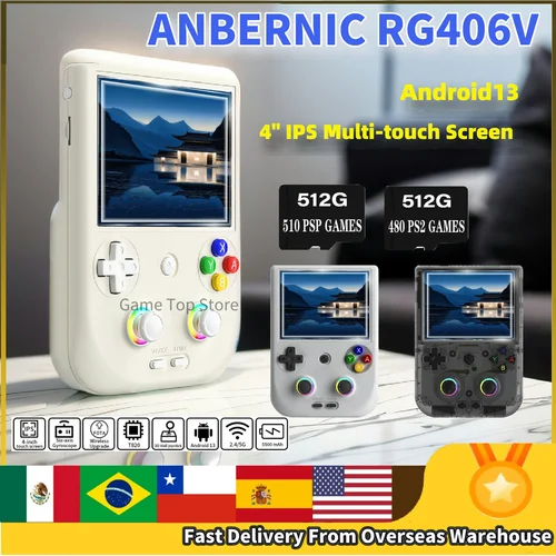 Imagen 1 del producto ANBERNIC-consola de juegos portátil RG406V, pantalla multitáctil IPS de 4 "", Android13 RG 406V, videojuegos Retro, compatible con actualización de 1080p DP FOTA