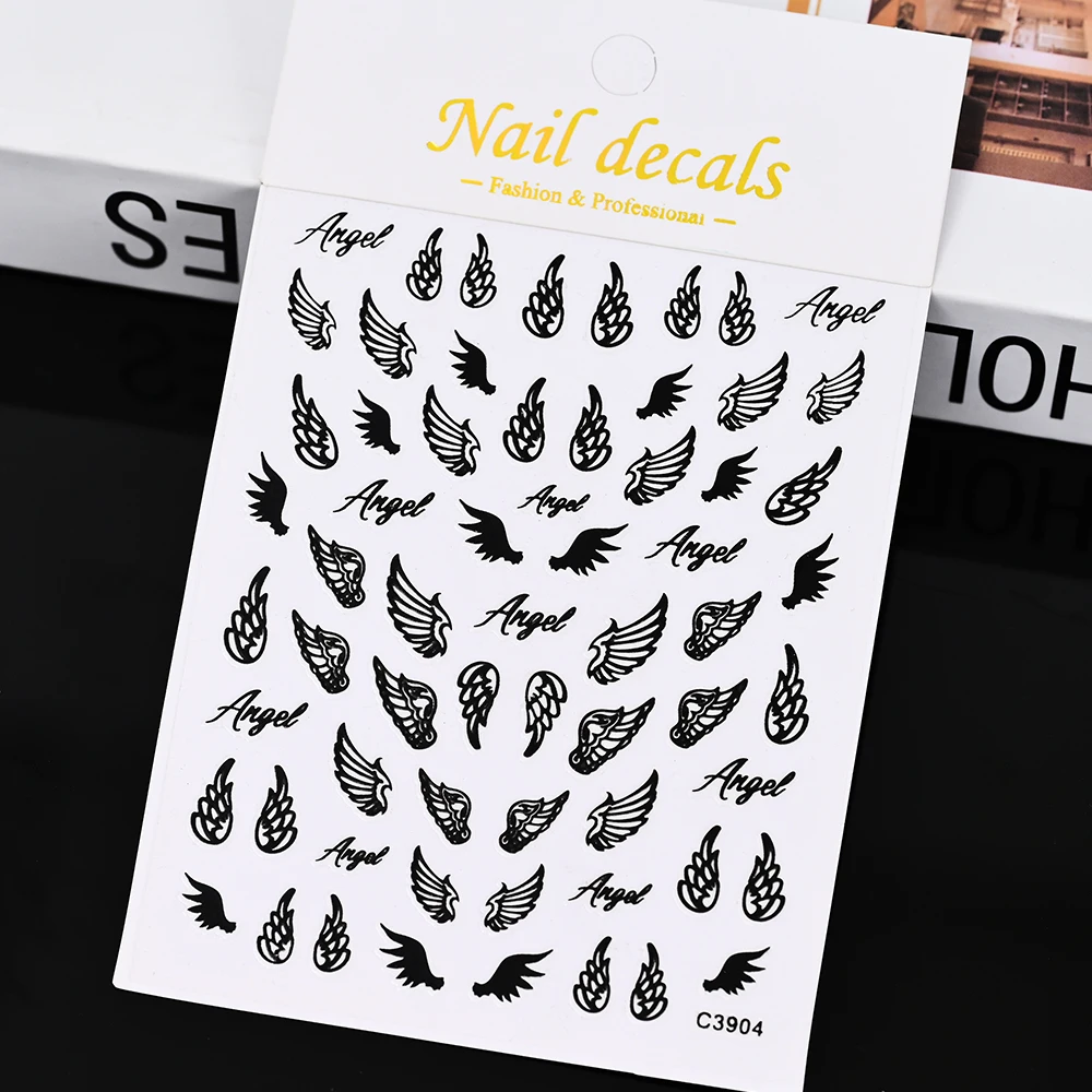 1Pc Gold Sliver Laser Engelenvleugels Nail Art Sticker 3D DIY Vlinder Vleugel Zelfklevende Sliders Manicure Decoratie Tips decals