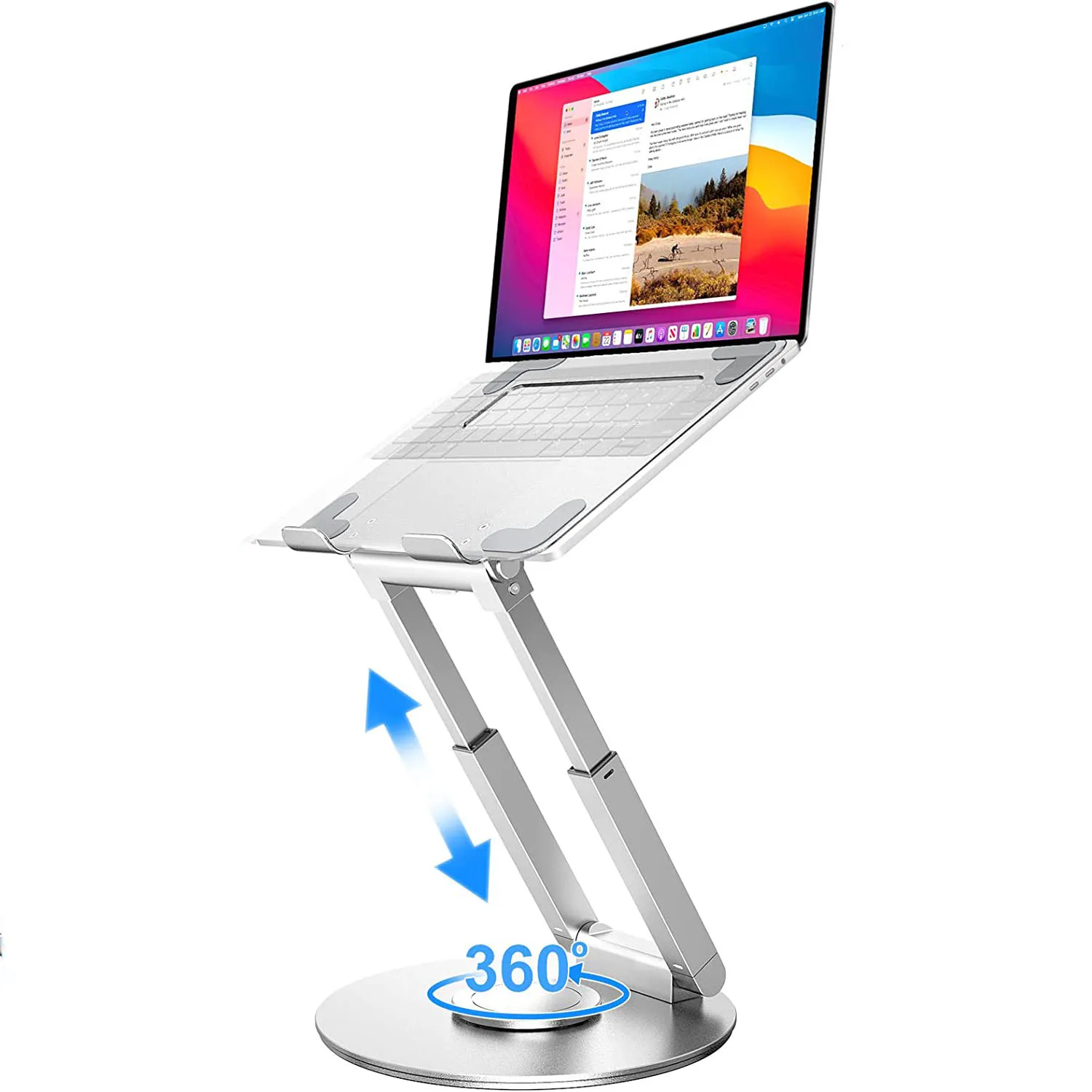 

Adjustable Ergonomic Sit to Stand Laptop Stand With 360 Swivel Base Computer Stand