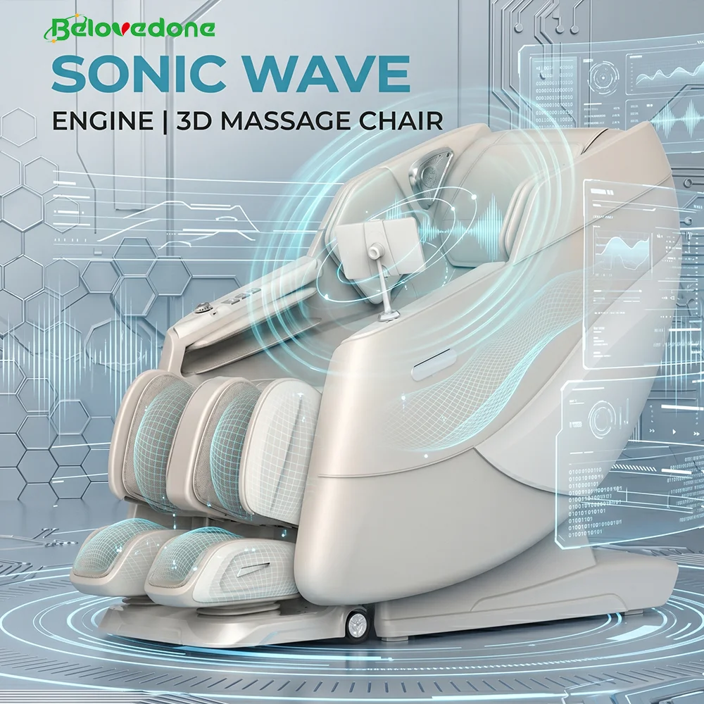 Coofull Sonic Zero Gravity 4D Sound Wave Massage Chair Full Body Thai Stretching Shiatsu Kneading Sl Track Dual Core Home