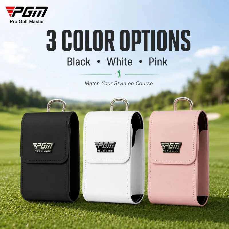 PGM Magnetic Golf Waist Pouch Rangefinder Case Clip On PU Leather Lightweight Hip Belt Bag Quick Access Golf Accessory Men Women - view 2