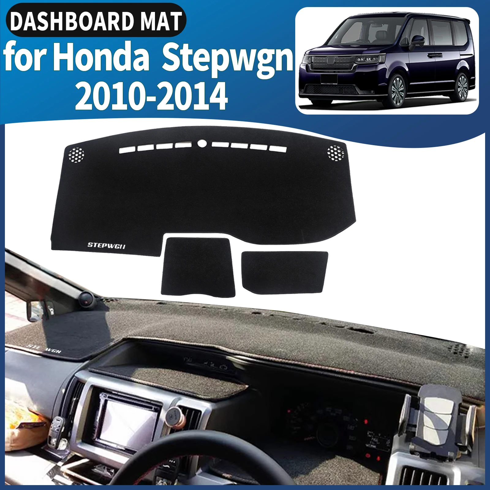 fit for Honda Stepwgn Step Wagon G4 2010-2014 RHD Car Dashmat Dashboard Cover Pad DashMat Sunshade Accessories Protective Carpet
