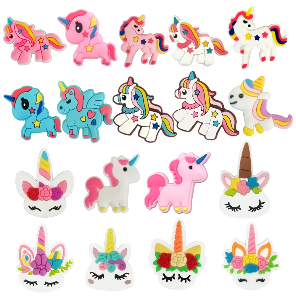 18-teiliges Set Einhorn-Schuhcharms DIY Schuhschnallen-Zubehör PVC-Schuhdekorationen Weihnachtsgeschenke