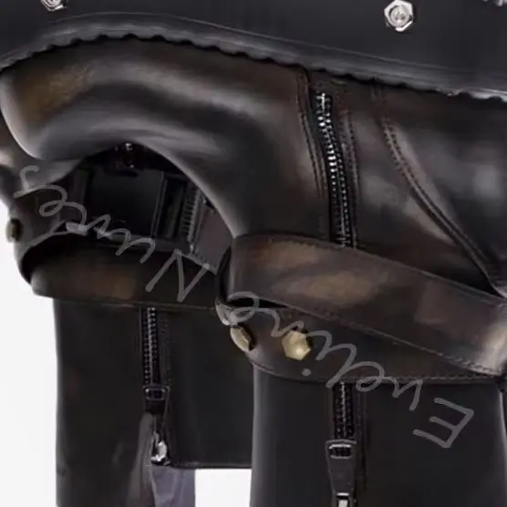Distressed Punk Biker Boots Women Round Toe Metal Decoration Rivet Platform Mid Calf Boots 2026 Hot Girl Subculture Knight Boots