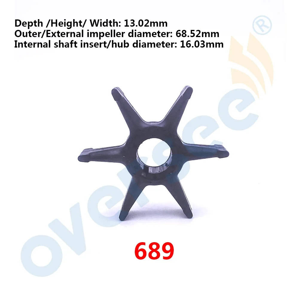 

689-44352 Water Pump Impeller For Yamaha Outboard Parts 2 Stroke 25HP 30HP 25/30A 689-44352-00 689-44352-02