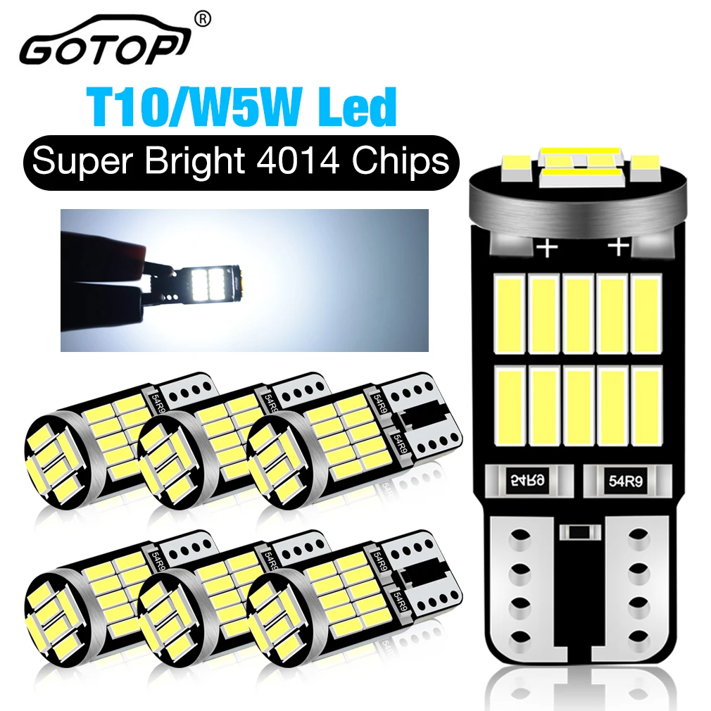 2/6x W5W T10 Led Bulbs Canbus 4014 SMD 6000K 168 194 Led Car Parking Position Interior Dome Reading License Plate Light Signal