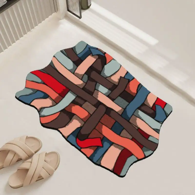 

Vibrant Woven Design Diatomite Bath Mat Super Absorbent Quick-drying Non-slip Mat for Bathroom Indoor Home Use