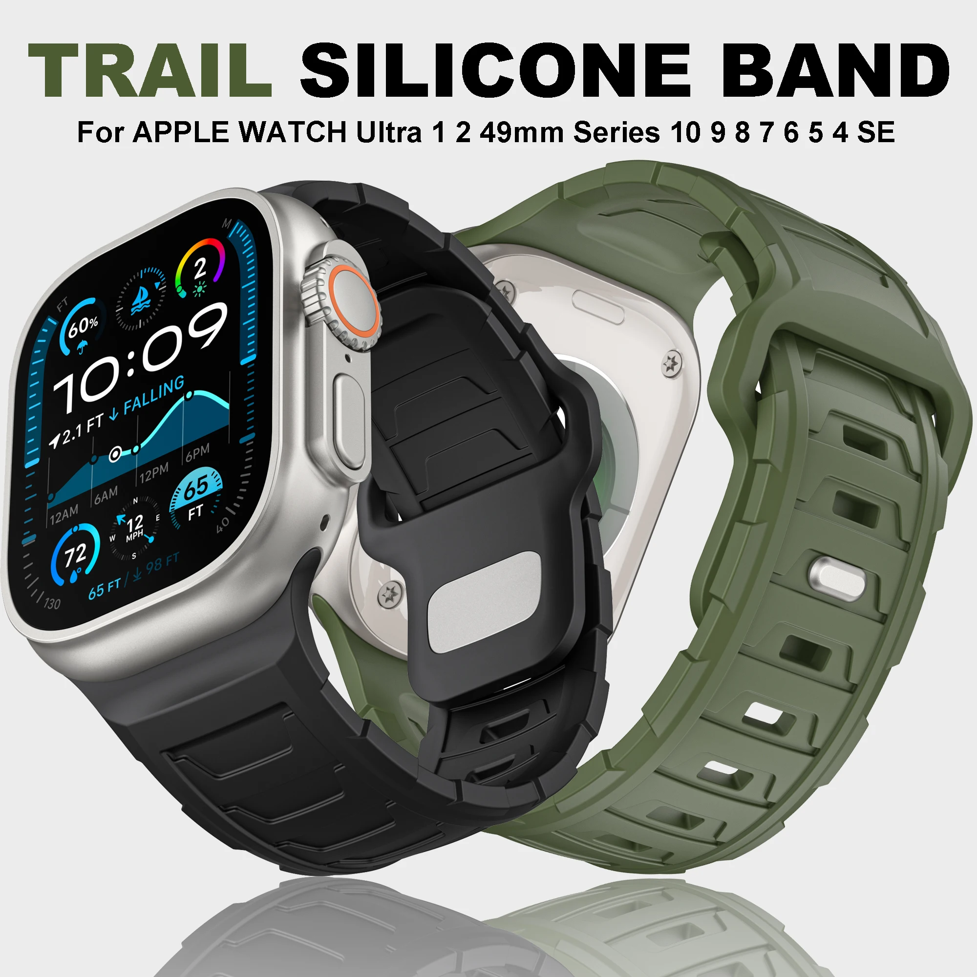 

Rubber Strap for Apple Watch Series 10 9 8 7 SE 46mm 45mm 44mm 42mm Sport Band Silicone Bracelet For iwatch Ultra 2 49mm Correa