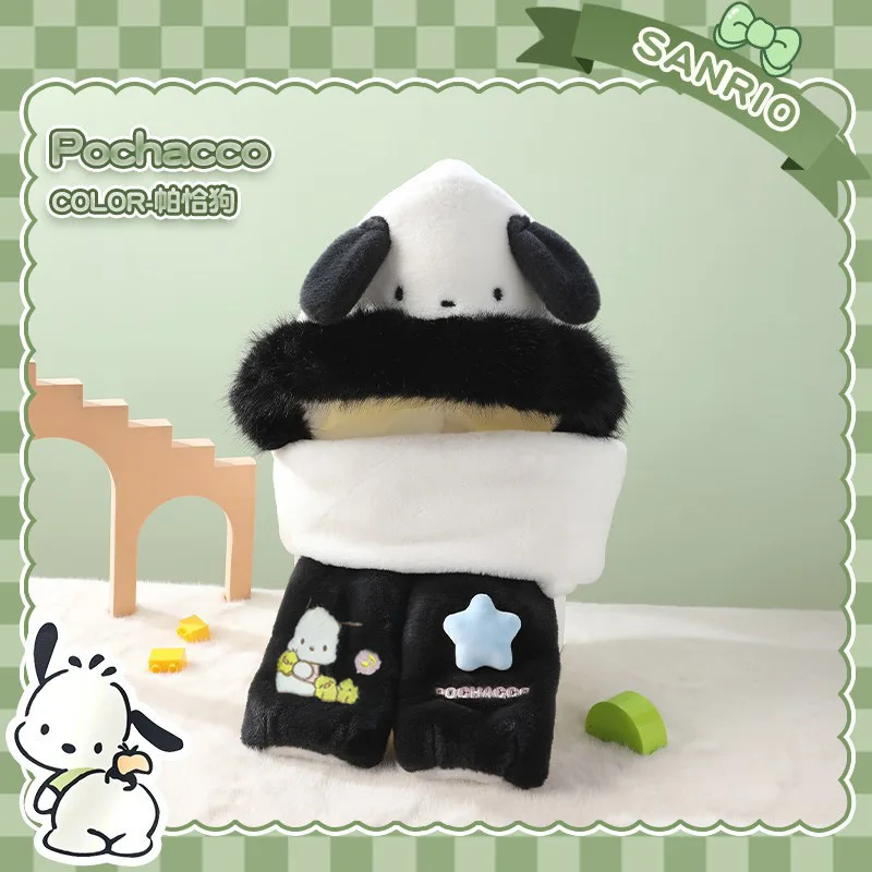 وشاح شتوي للفتيات من My Melody وشاح سميك من القطيفة كروس كورومي هالو كيتي للأطفال لطيف على شكل رسوم كرتونية لحماية الرقبة شال دافئ