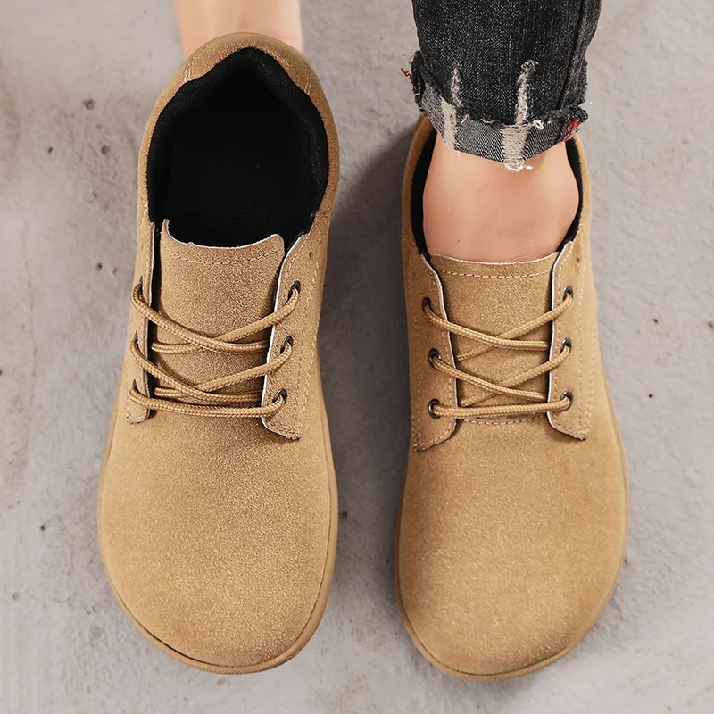 

Мужские кожаные кроссовки большого размера с широким носком для комфортной ходьбы, повседневные, без шнурков