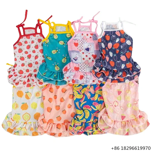 Cute Printed Slip Dress Sweet Style Small Dog Cat Summer Daily Clothes