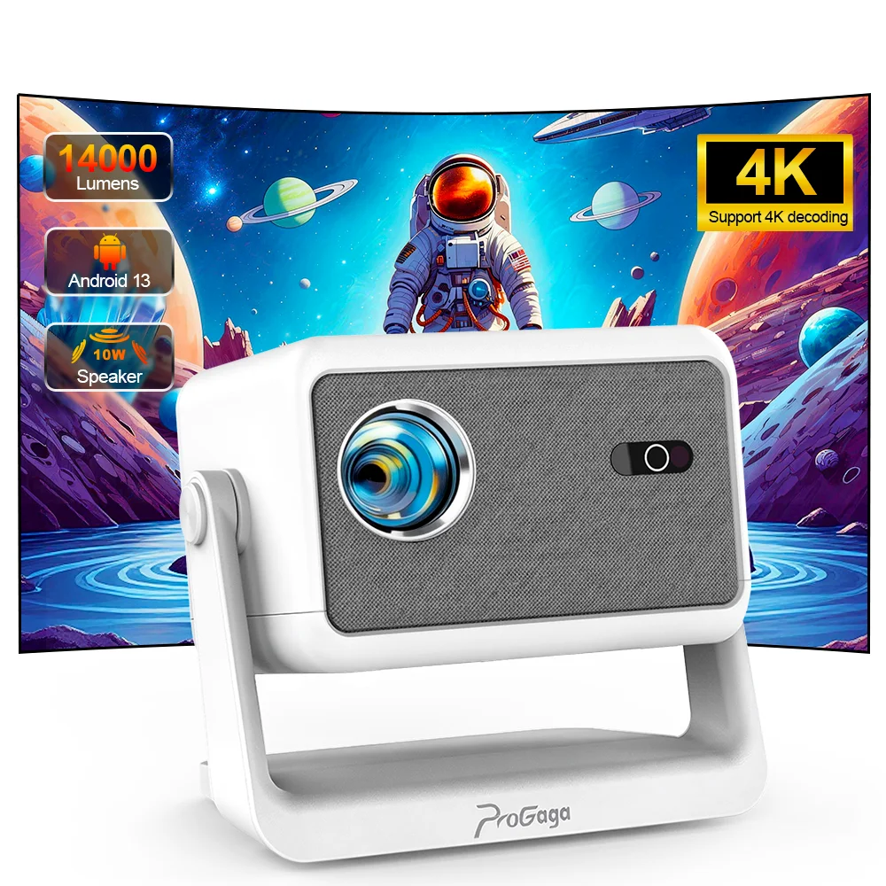 PG370Max Android 4K Projektor 1080P Mini-Beamer 14000 Lumen Heimkino-Projektor mit HIFI-Lautsprecher WLAN für Filme Schlafzimmer Outdoor