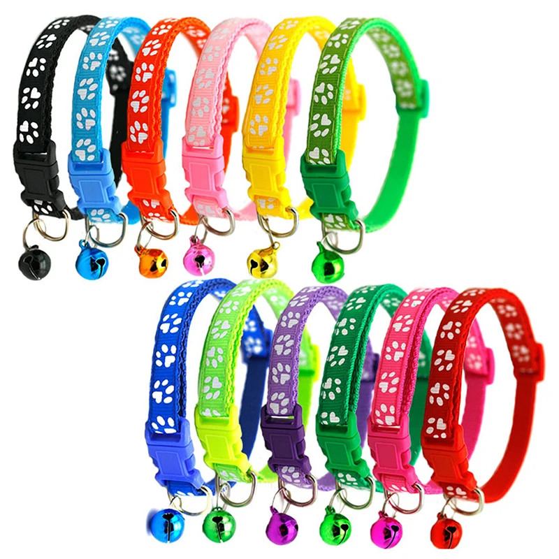 Collar ajustable con estampado de pata para mascotas, Collar para gatos, perros pequeños, gatitos, cachorros