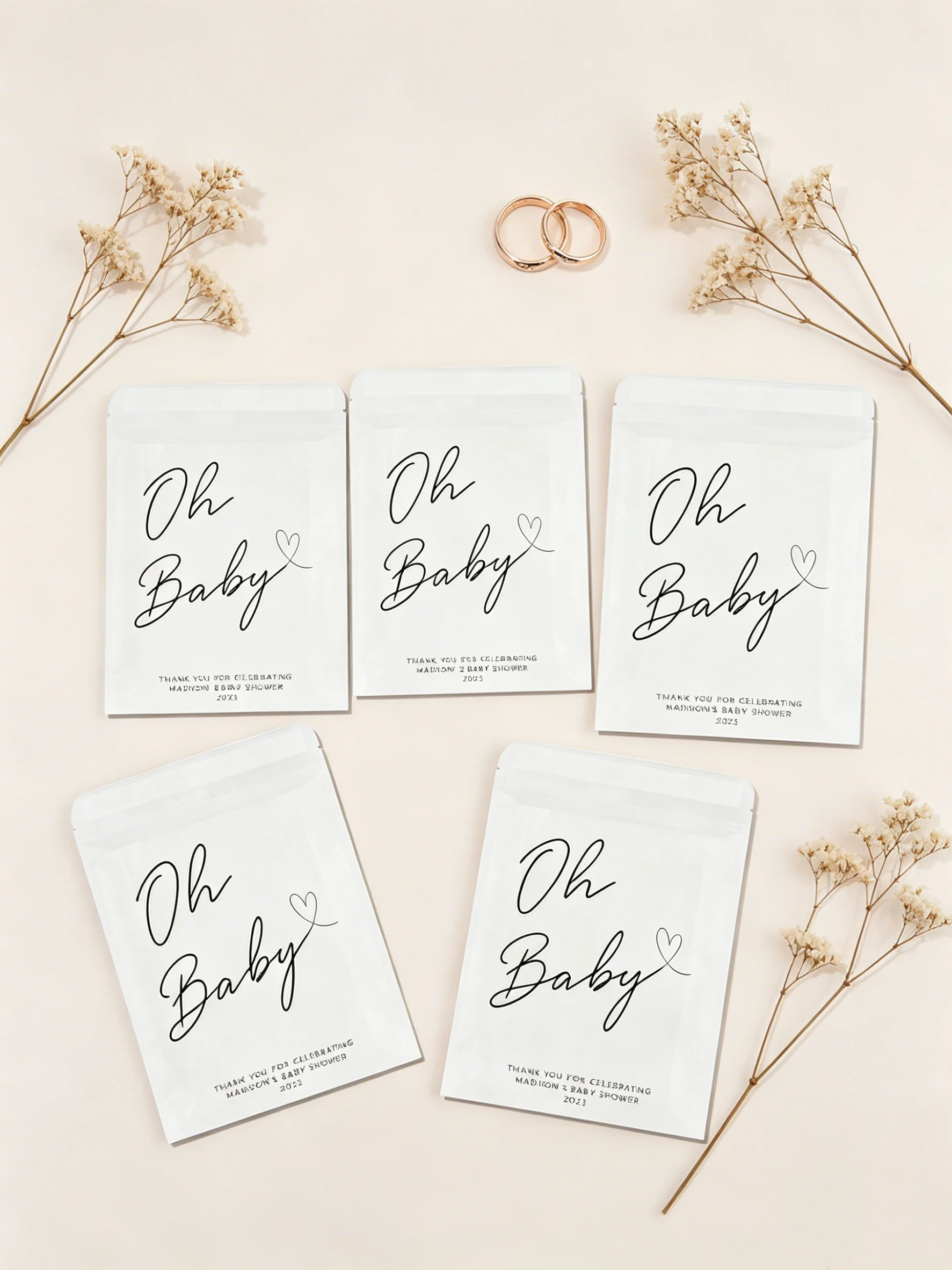 

Oh Baby Personalized Paper Treat Bags Baby Shower Wedding Favors Cake Doughnut Popcorn Thank You Sweet Bags