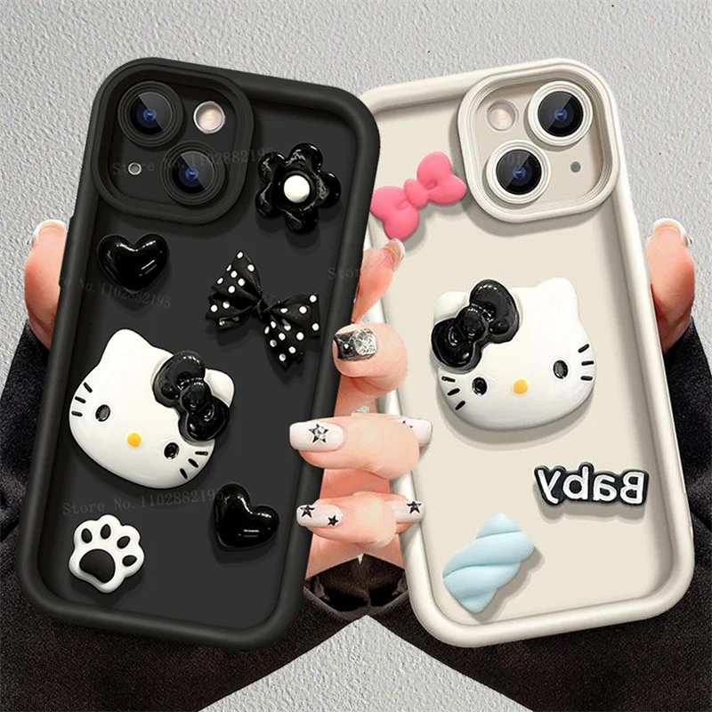 3D Sanrio Hello Kitty Soft TPU Case For Xiaomi Redmi Note 12 11 Pro Plus 5G Turbo 11S 10S 10 9 12C 10A 10C 9A 9C 9T A1 A2 Cover