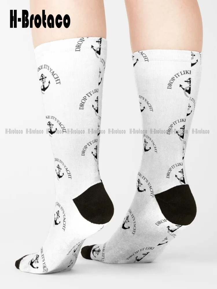 Funny Sailor Drop It Like It'S Yacht Good Day To Sail Socks Baseball Socks Comfortable Best Girls Sports Custom Gift Casual Art