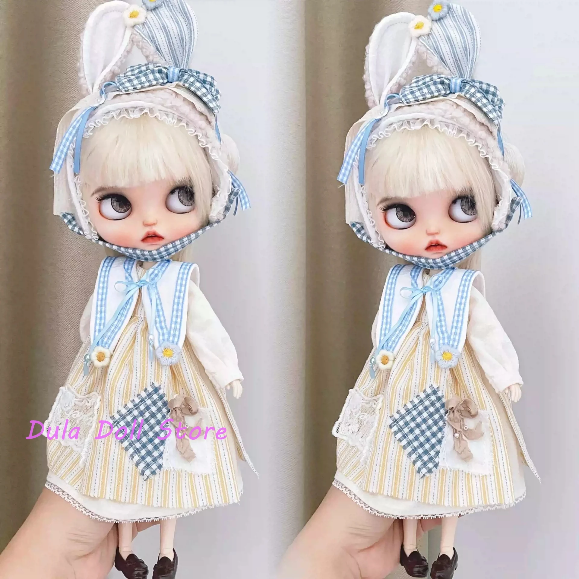 Dula Doll Clothes Dress Bunny stripe set Blythe ob24 ob22 Azone Licca ICY JerryB 1/6 Bjd Doll Accessories