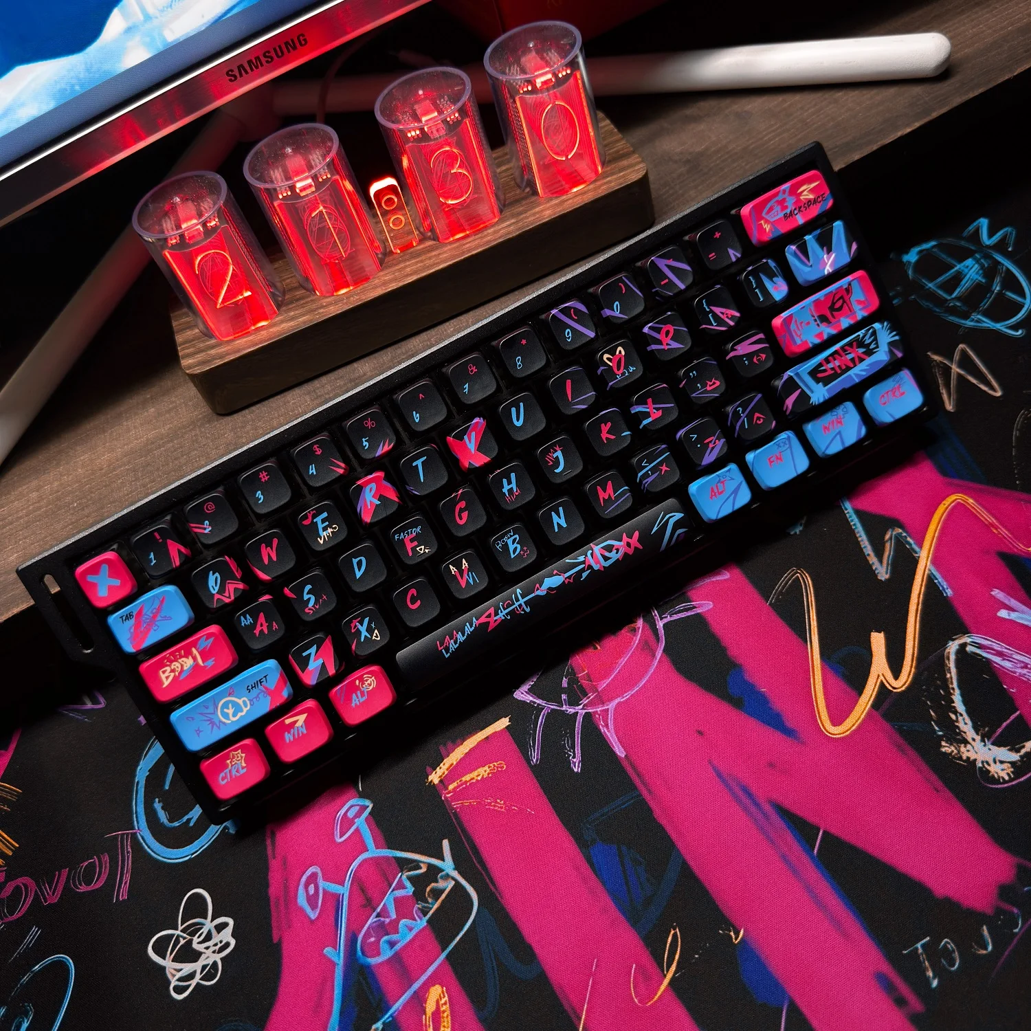 

Колпачки для клавиш Jinx, полупрозрачные четырехсторонние колпачки для клавиш из ПК, Pbt, колпачки для клавиш с двумя городами, боевые колпачки для ключей Lol, игровые индивидуальные колпачки для клавиш